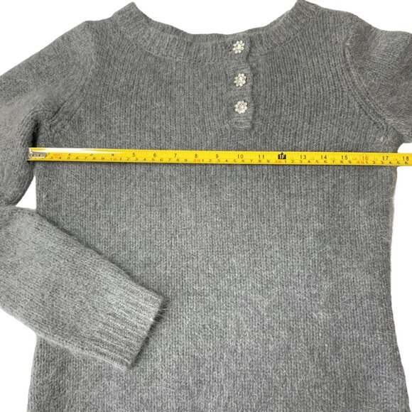 Vintage Armand Ventilo Lambswool Sweater Sz M Gray Fluffy Rhinestones Coquette - Picture 8 of 11